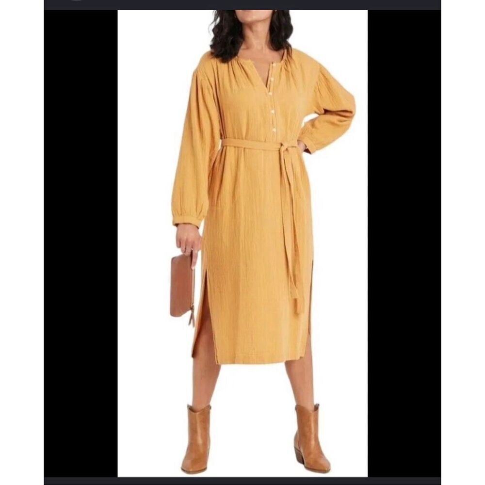 Universal Thread mustard yellow gauze midi dress